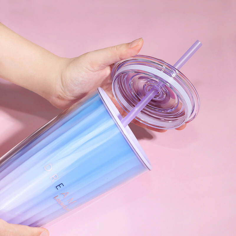 Ly Nhựa 2 Lớp LocknLock Kèm Ống Hút Dream Star Double Wall Cold Cup 750ml - 2 Màu (Xanh Dương, Tím) - HAP522BLU, HAP522VOL image number null